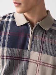 Cream/Red Heritage Check Cotton Regular Fit Polo Shirt - Image 5 of 8