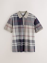 Cream/Red Heritage Check Cotton Regular Fit Polo Shirt - Image 6 of 8