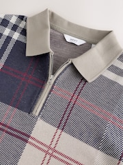 Cream/Red Heritage Check Cotton Regular Fit Polo Shirt - Image 7 of 8