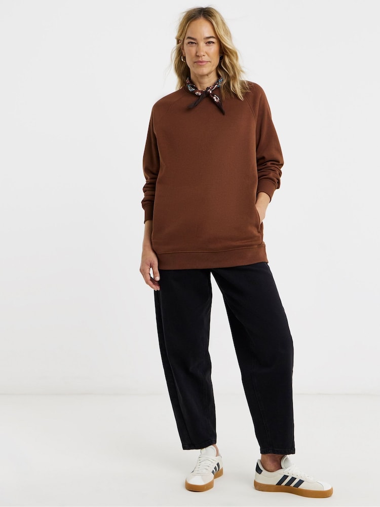 JD Williams Brown Side Zip Longline Sweat Top - Image 1 of 4