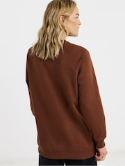 JD Williams Brown Side Zip Longline Sweat Top - Image 2 of 4