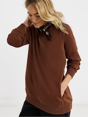 JD Williams Brown Side Zip Longline Sweat Top - Image 3 of 4