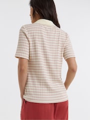 JD Williams Pink Stripe Polo Half Sleeve Top - Image 2 of 4