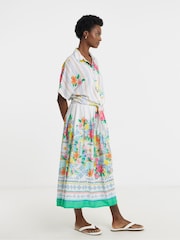 JD Williams White Linen Mix A Line Midi Skirt - Image 1 of 4