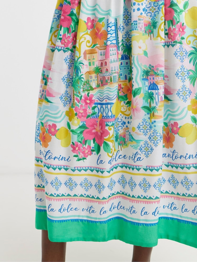 JD Williams White Linen Mix A Line Midi Skirt - Image 4 of 4