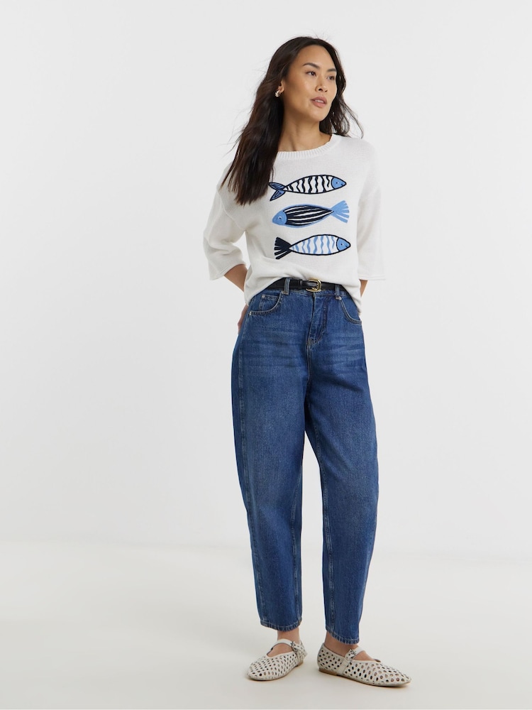 JD Williams Blue Graphic Knitted Jumper - Image 1 of 4