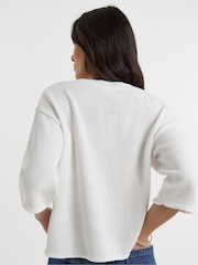 JD Williams Blue Graphic Knitted Jumper - Image 2 of 4