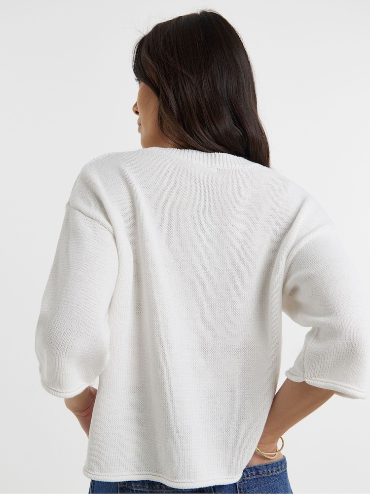 JD Williams Blue Graphic Knitted Jumper - Image 2 of 4