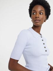 JD Williams סוודר פולו סרוג במרקם ריב - תמונה 2 מתוך 4