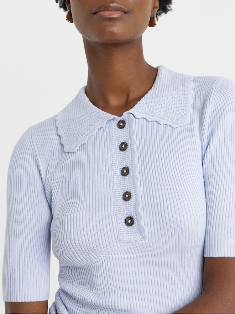 JD Williams סוודר פולו סרוג במרקם ריב - תמונה 4 מתוך 4