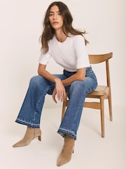 Mint Velvet Blue Hem Detail Wide Leg Jeans - Image 2 of 7