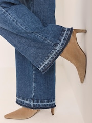 Mint Velvet Blue Hem Detail Wide Leg Jeans - Image 3 of 7