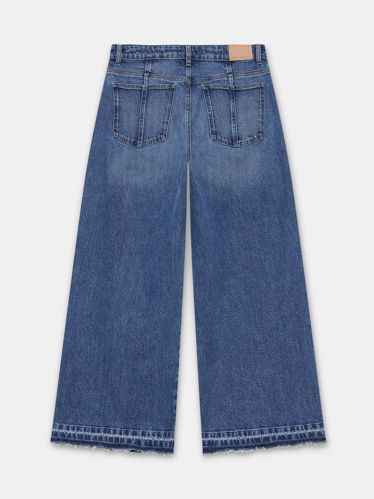Mint Velvet Blue Hem Detail Wide Leg Jeans - Image 7 of 7