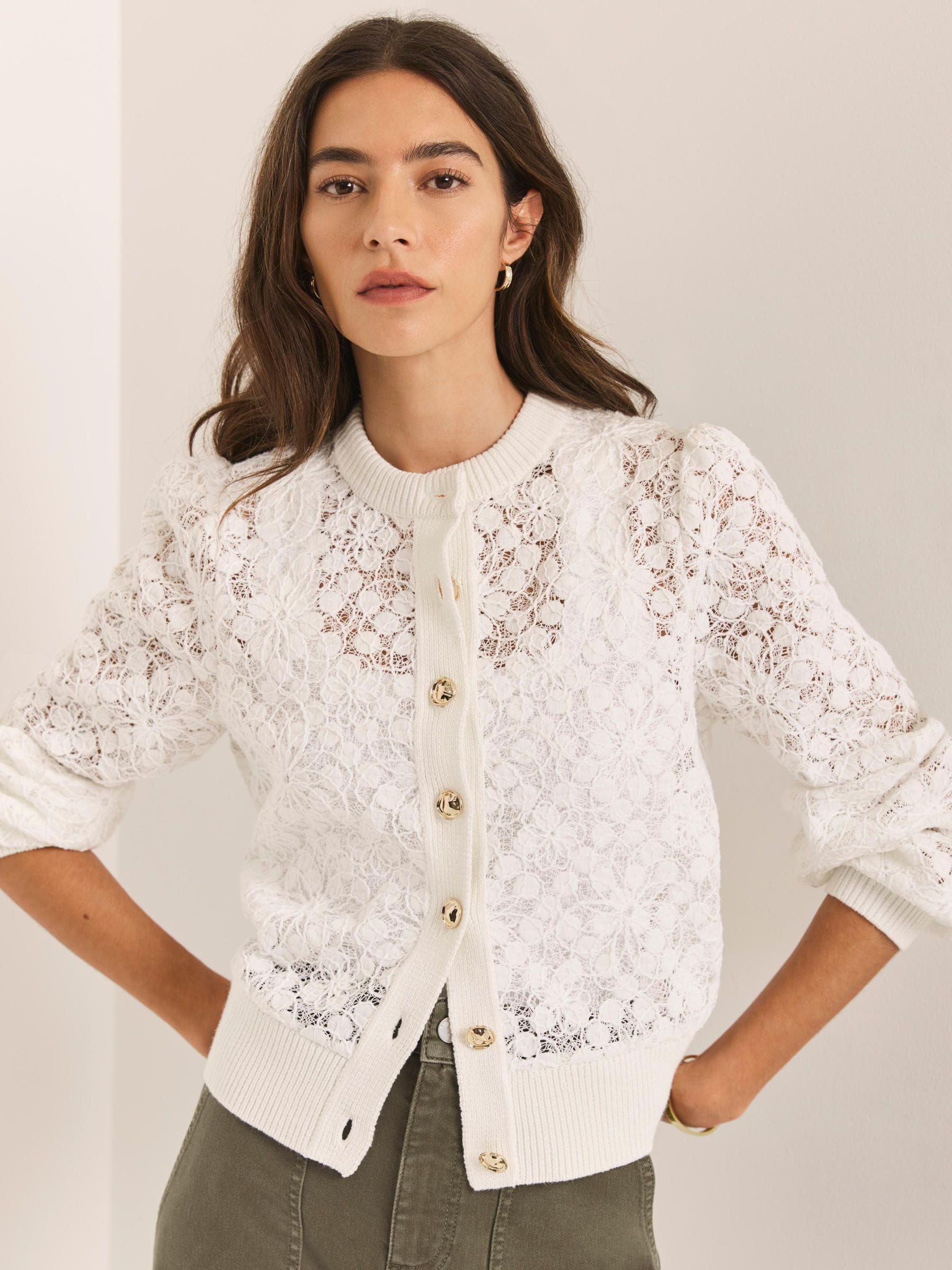 Buy Mint Velvet Cream Lace Cotton Blend Jacket from the Next UK
