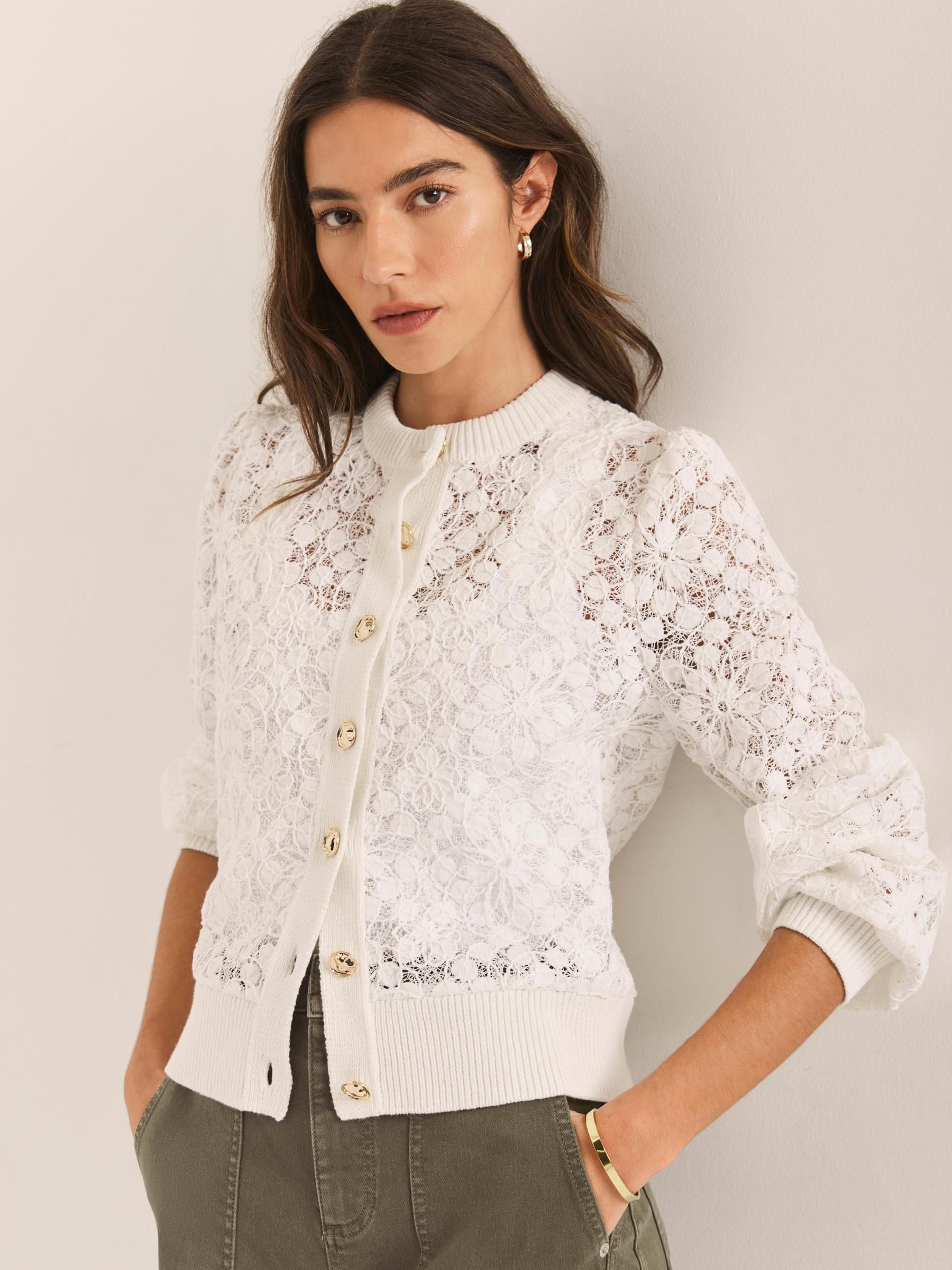 Buy Mint Velvet Cream Lace Cotton Blend Jacket from the Next UK