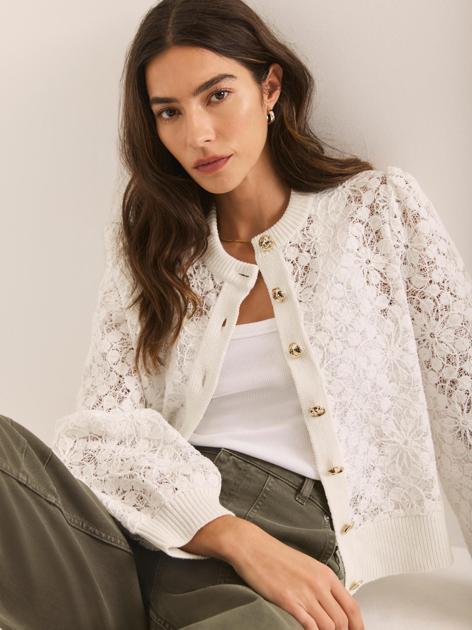 Buy Mint Velvet Cream Lace Cotton Blend Jacket from the Next UK