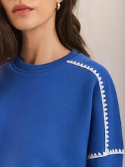 Mint Velvet Blue Whipstitch Detail Sweatshirt - Image 2 of 7