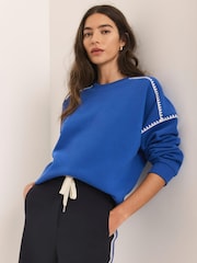 Mint Velvet Blue Whipstitch Detail Sweatshirt - Image 5 of 7