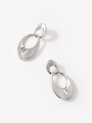 Mint Velvet Silver Tone Hoop Link Earrings - Image 2 of 3