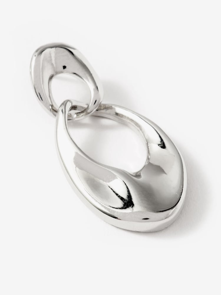 Mint Velvet Silver Tone Hoop Link Earrings - Image 3 of 3