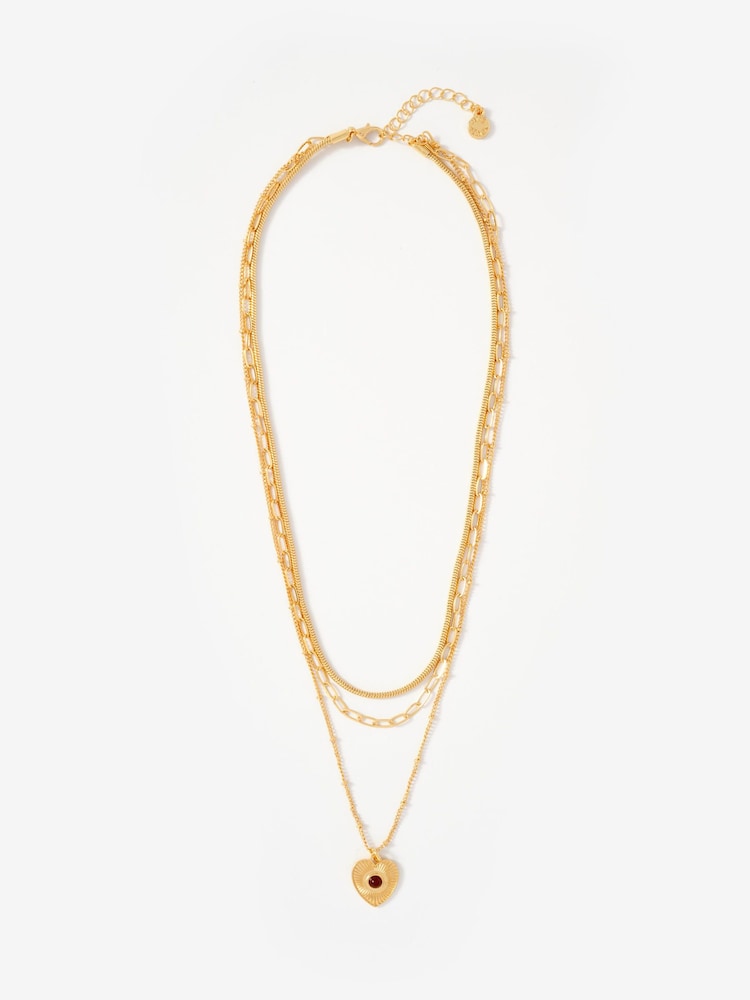 Mint Velvet Gold Tone Layered Heart Necklace - Image 1 of 4