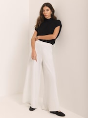 Mint Velvet Natural Pinstripe Wide Trousers - Image 1 of 7
