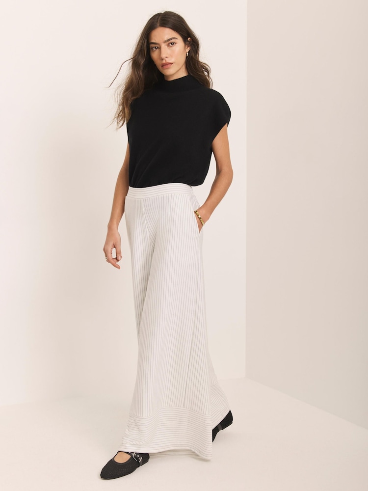 Mint Velvet Natural Pinstripe Wide Trousers - Image 2 of 7