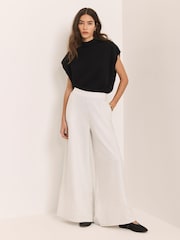 Mint Velvet Natural Pinstripe Wide Trousers - Image 3 of 7