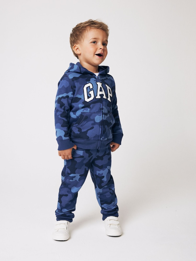Gap Blue camo Logo Pull On Fleece-Lined Joggers (0mths-5yrs) - Image 1 of 5