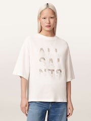 AllSaints White Stacks Amelie T-Shirt - Image 1 of 6