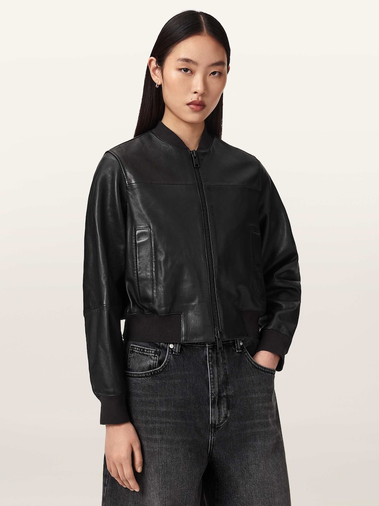AllSaints Black Repurpose Bomber Jacket - Image 1 of 6