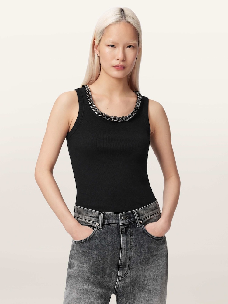AllSaints Black Lucy Tank - Image 1 of 7