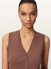 AllSaints Brown Cruz Waistcoat - Image 3 of 6