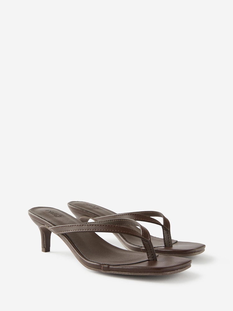 Cotton On Brown Eve Flip Flop Kitten Heels - Image 2 of 4 Cotton On Brown Eve Flip Flop Kitten Heels - Image 2 of 4