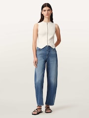 AllSaints White Cruz Zip Waiscoat - Image 1 of 5