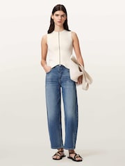 AllSaints White Cruz Zip Waiscoat - Image 2 of 5