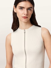 AllSaints White Cruz Zip Waiscoat - Image 3 of 5