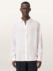 AllSaints White Loom Long Sleeve Shirt - Image 1 of 6