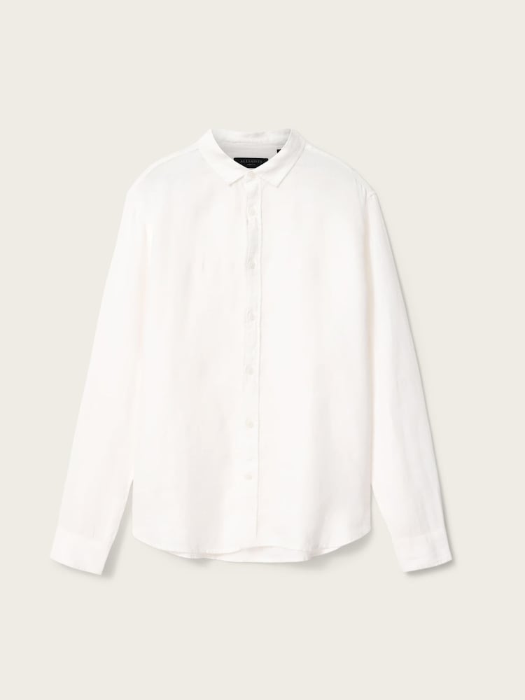 AllSaints White Loom Long Sleeve Shirt - Image 6 of 6