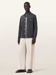 AllSaints Grey Spotter Long Sleeve Button Up Shirt - Image 2 of 6