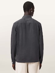 AllSaints Grey Spotter Long Sleeve Button Up Shirt - Image 4 of 6