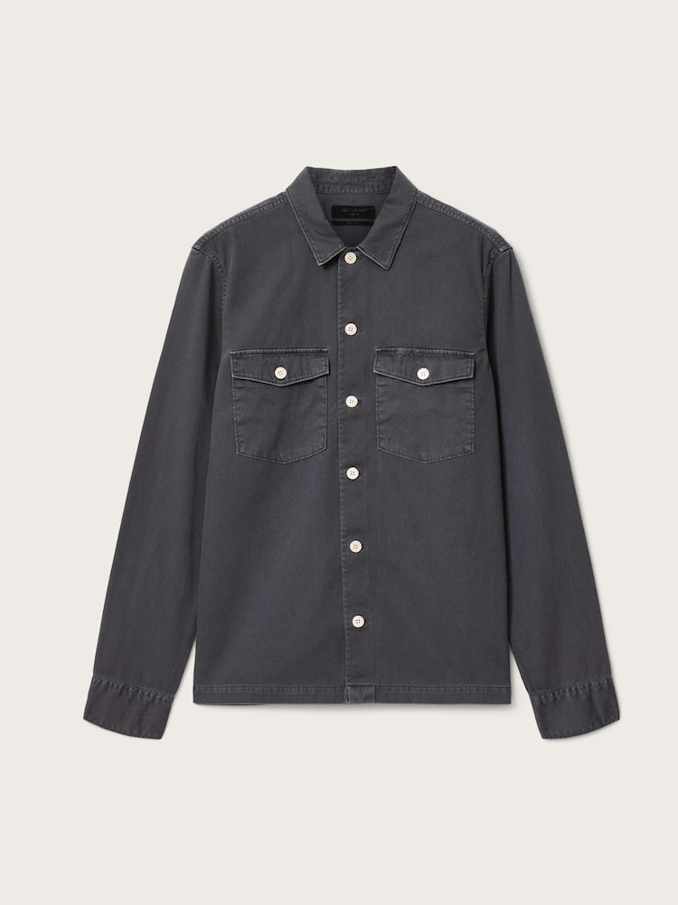 AllSaints Grey Spotter Long Sleeve Button Up Shirt - Image 6 of 6
