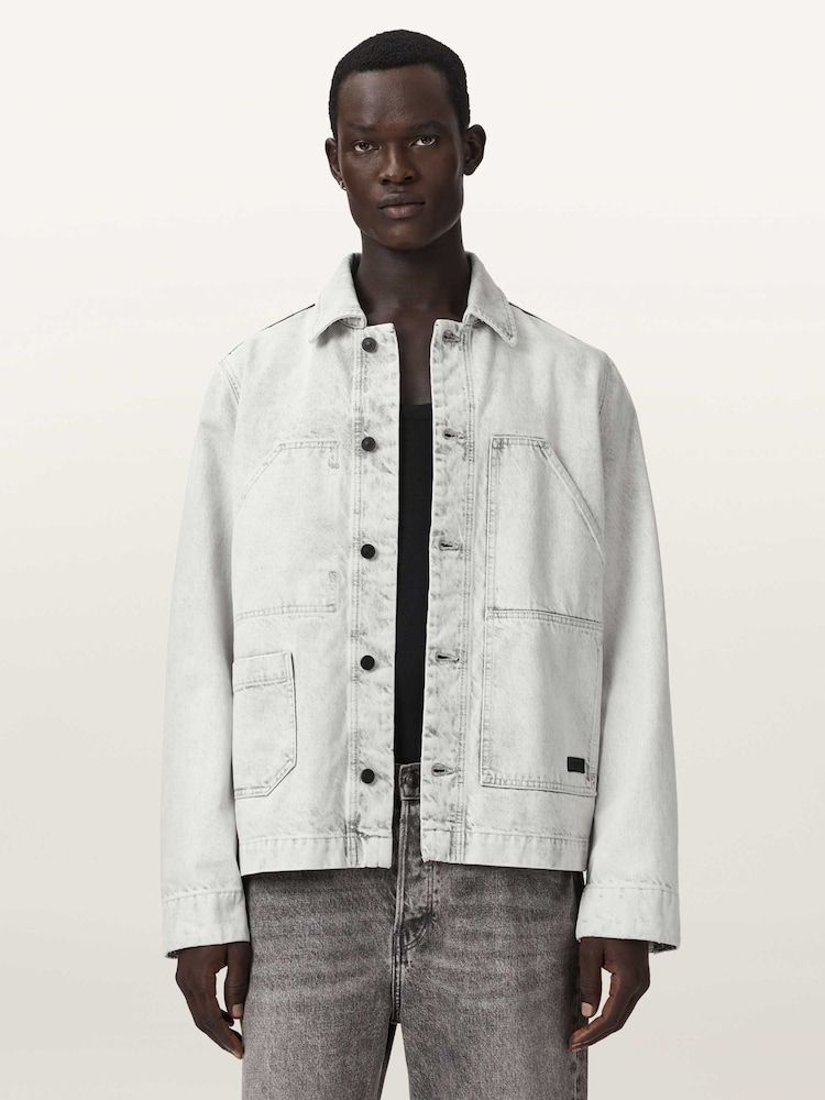 AllSaints Grey Mukesh Denim Shacket - Image 1 of 7