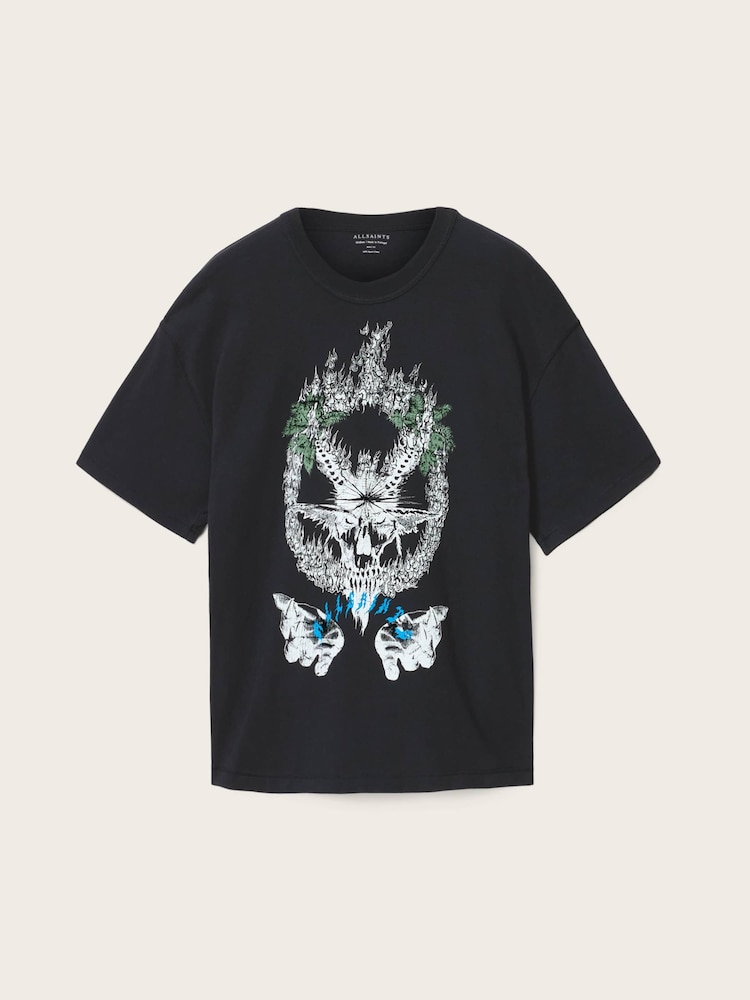 AllSaints Black Palm Ripper Crew T-Shirt - Image 6 of 6