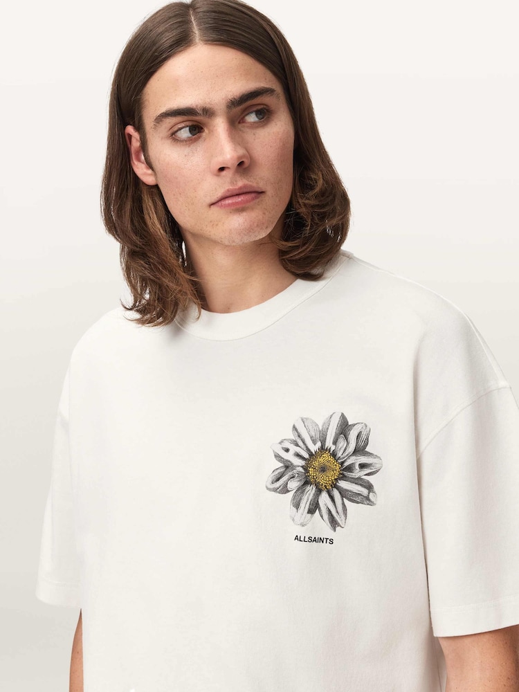 AllSaints White Petals Short Sleeve Crew Neck T-Shirt - Image 1 of 7