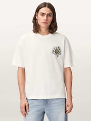 AllSaints White Petals Short Sleeve Crew Neck T-Shirt - Image 2 of 7