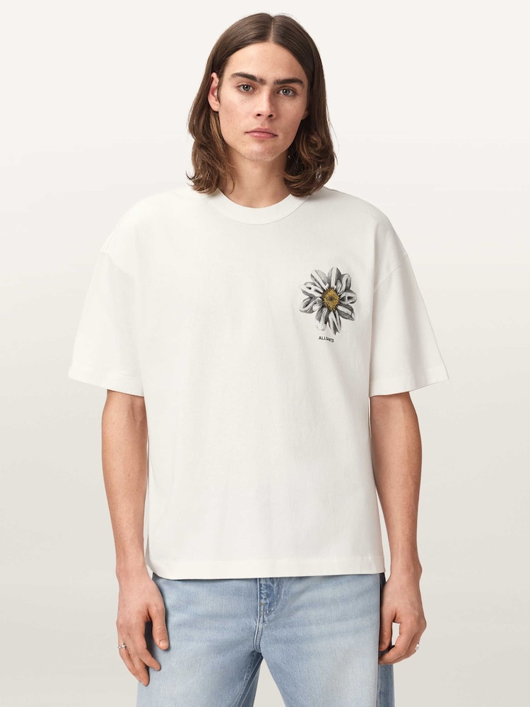 AllSaints White Petals Short Sleeve Crew Neck T-Shirt - Image 2 of 7