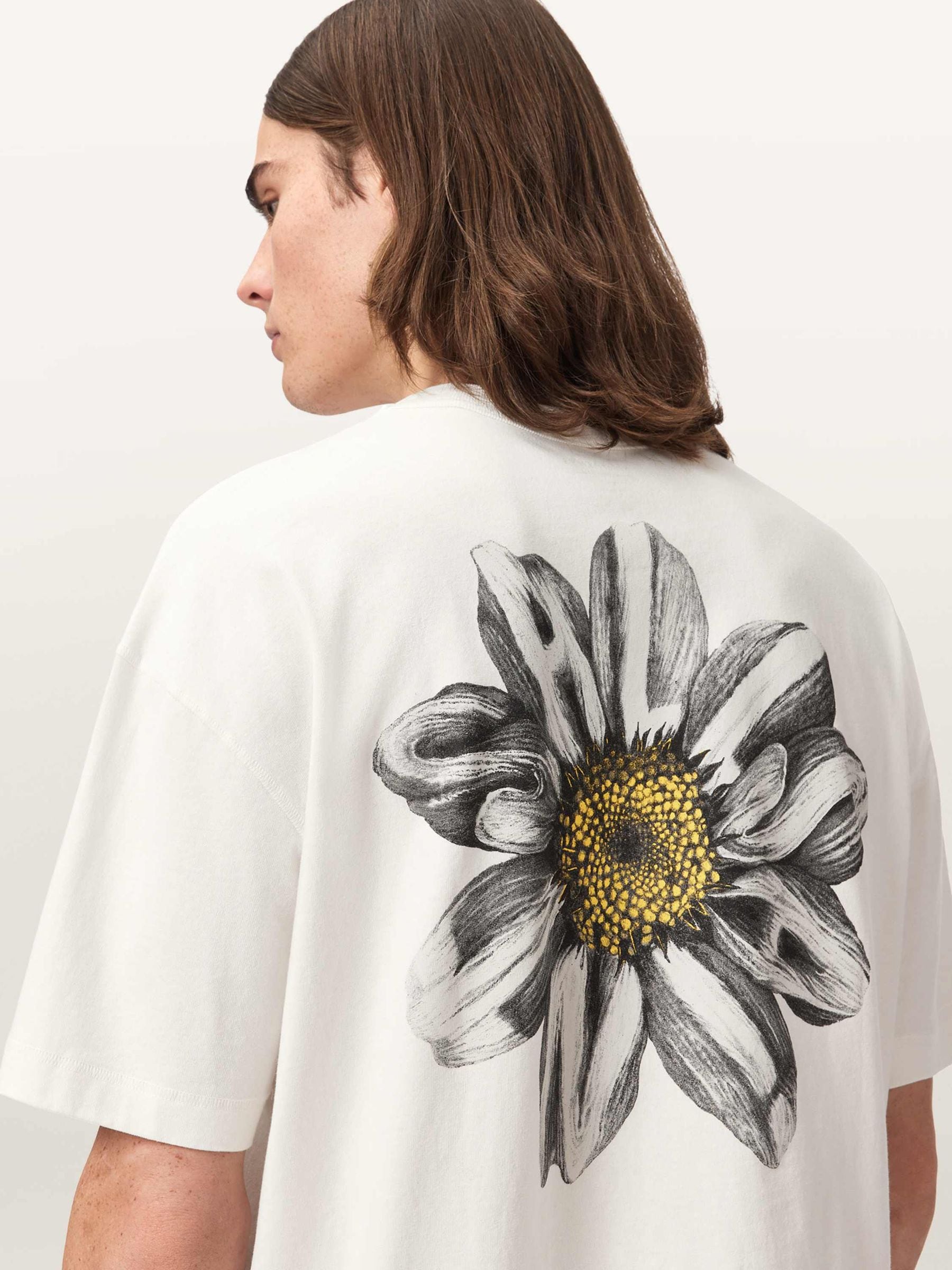 Buy AllSaints White Petals Short Sleeve Crew Neck T-Shirt from