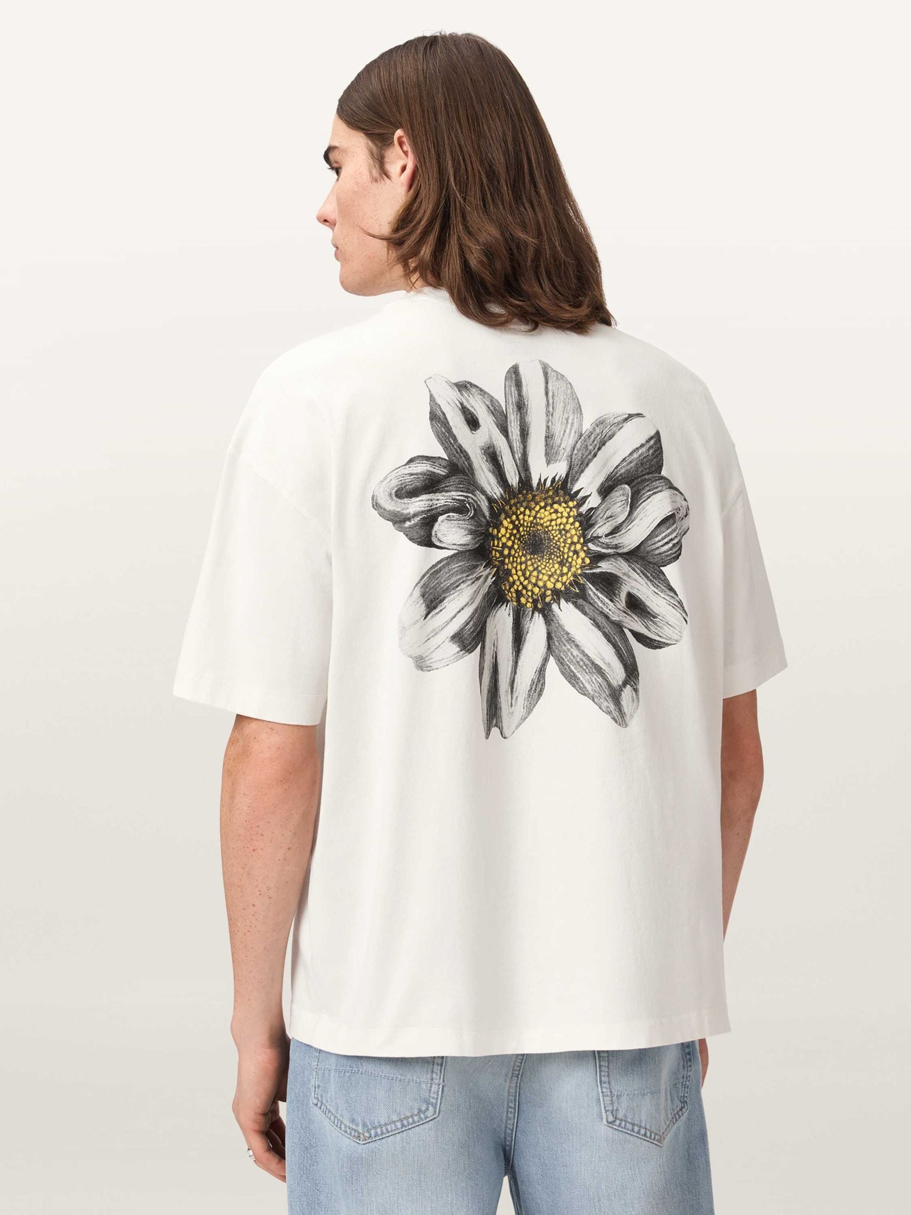Buy AllSaints White Petals Short Sleeve Crew Neck T-Shirt from