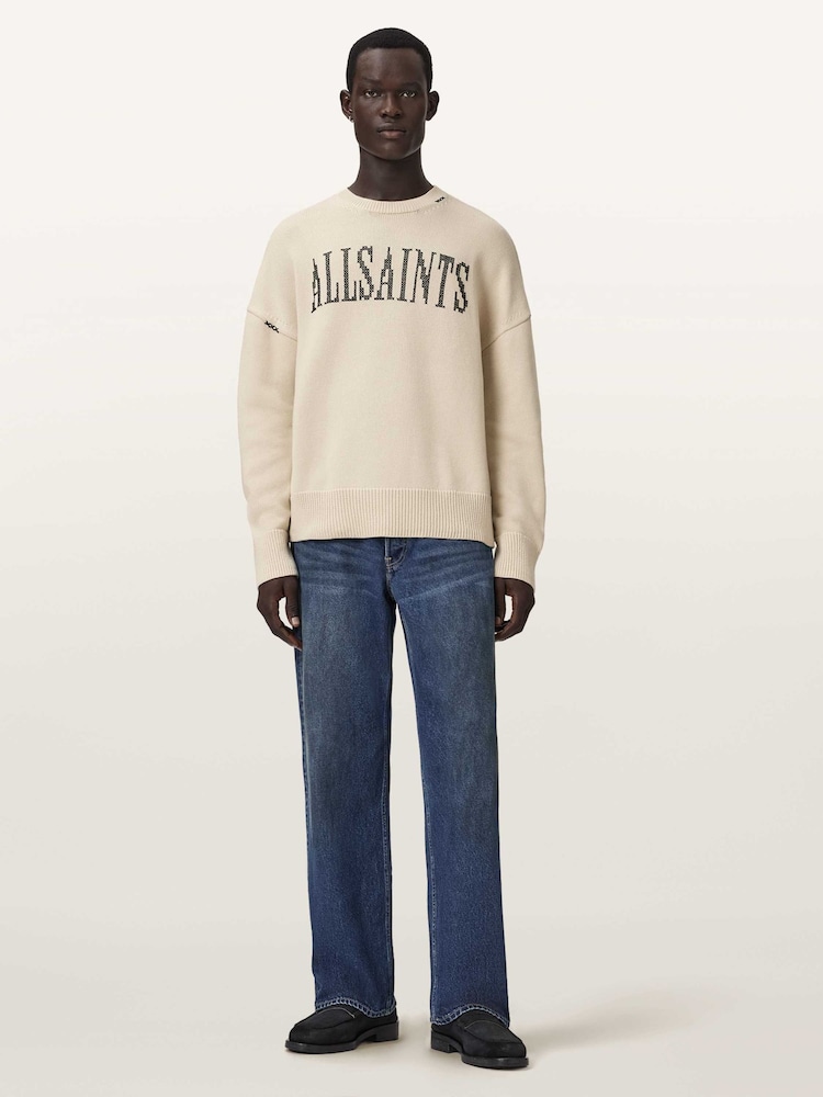 AllSaints Cream Crossed Crew Jumper - Image 2 of 6